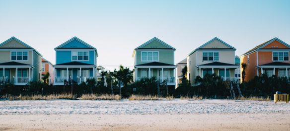 line of houses on the beach